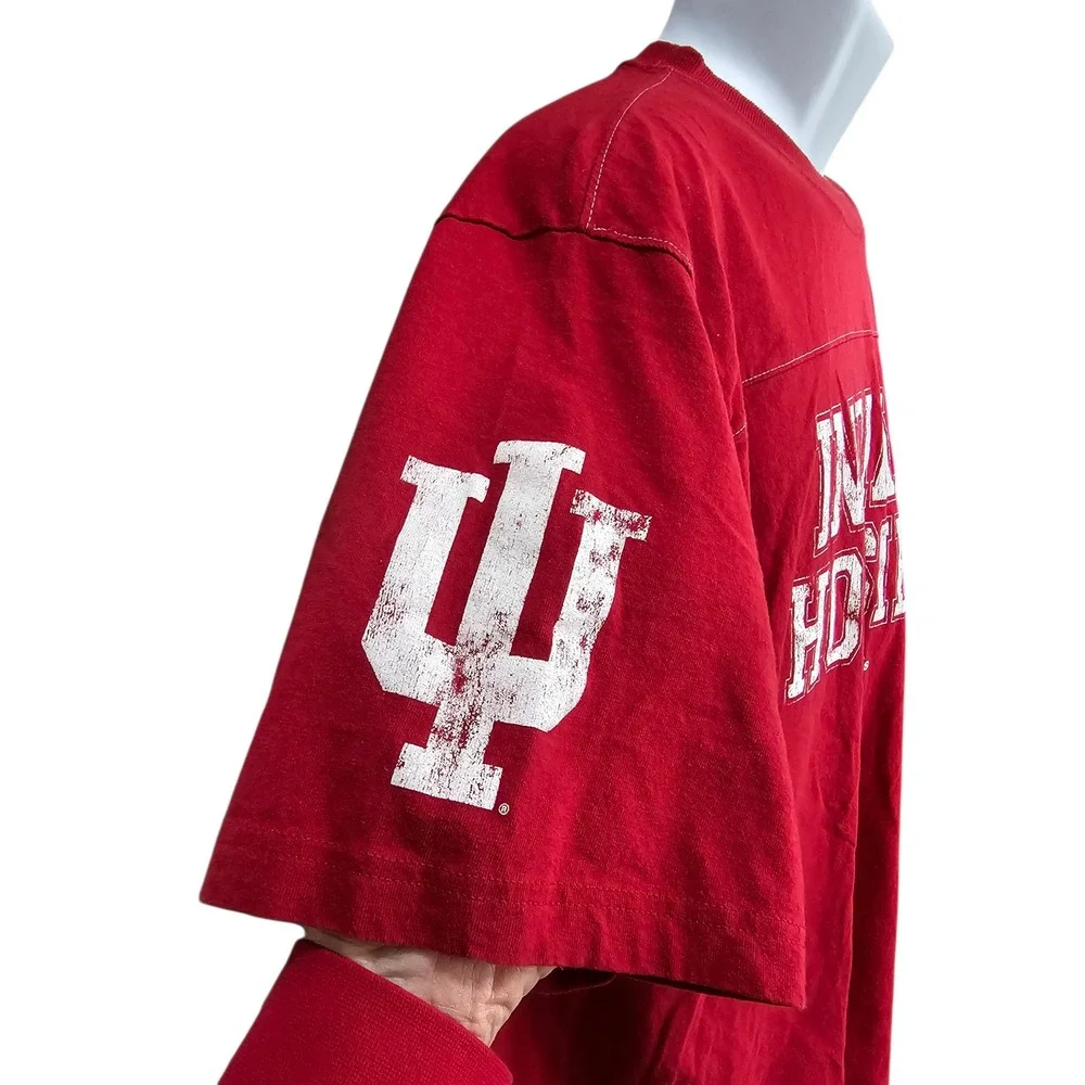 Adidas Indiana Hoosiers Mens‎ Red Graphic T-Shirt IU Logo Short Sleeve Large